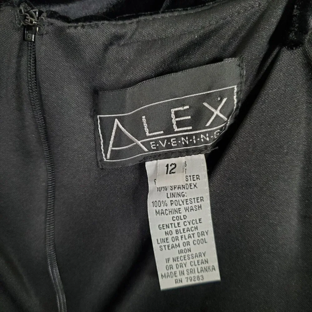 Alex Evenings Size 12 Dress Slip Gown Velvet Spaghetti Strap Evening Back Slit - Picture 4 of 15